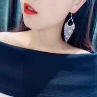Fashionable Exaggerated Rhinestone Long Tassel Earrings European And American Ins Refined Grace High-grade Personality Affordable Luxury Earrings For Women main image 3