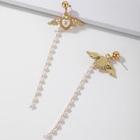 Fashion Pearl Heart Wings Long Tassel Earrings European And American Earrings Women Wholesale main image 5