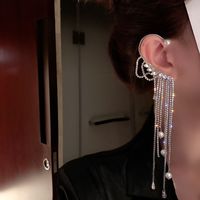 Exaggerated Pearl Rhinestone Tassel Long Earrings European And American Earrings Women main image 5