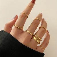 Simple Geometic Alloy Ring 7 Pieces Set sku image 4