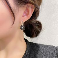 Korean Diamond Pearl Drop Oil Camellia Niche Earring Women Wholesale main image 3