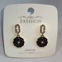 Korean Diamond Pearl Drop Oil Camellia Niche Earring Women Wholesale main image 5