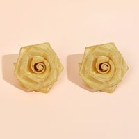 European And American Exaggerated Heavy Industry Women's Hand-woven Roses Generous Earrings Exclusive For Cross-border Popular Ornament Ear Stud main image 4