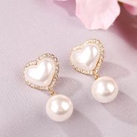 Korean Heart 2021 New Trendy Pearl Drop Earrings Women Wholesale main image 2