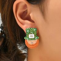 New Unique Design Earrings Drop Oil Metal Diamond Earrings Wholesale main image 2