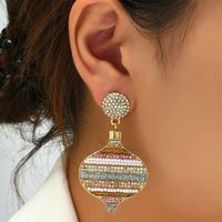 European And American New Peach Heart Rhinestone Color Earrings Metal Unique Design Earrings main image 1