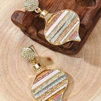 European And American New Peach Heart Rhinestone Color Earrings Metal Unique Design Earrings main image 3