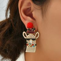 Mode Européenne Et Américaine Créatives Nouvelles Boucles D&#39;oreilles En Perles Serties De Diamants En Gros main image 2
