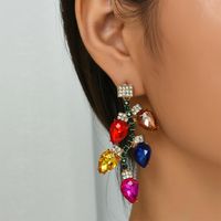 Creative New Geometric Color Diamond Leaf Personalized Earrings Alloy Diamond Earrings Jewelry main image 1