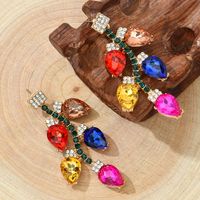 Creative New Geometric Color Diamond Leaf Personalized Earrings Alloy Diamond Earrings Jewelry main image 3