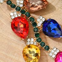 Creative New Geometric Color Diamond Leaf Personalized Earrings Alloy Diamond Earrings Jewelry main image 5