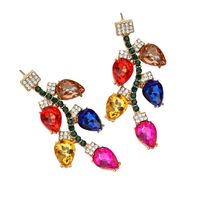 Creative New Geometric Color Diamond Leaf Personalized Earrings Alloy Diamond Earrings Jewelry main image 6