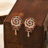 European And American Alloy Color Diamond Pearl Lollipop Earrings Female Creative Earrings main image 3