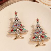 Weihnachts Ohrringe Weihnachts Baum Europäische Und Amerikanische Mode Strass Farbe Diamant Weihnachts Baum Weibliche Accessoires main image 3