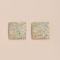 Fashion Diamond-studded Geometric Square Stud Earrings Wholesale main image 3