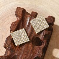 Fashion Diamond-studded Geometric Square Stud Earrings Wholesale main image 5
