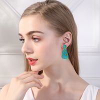 European And American Hipsters Hot Selling Double Gemstone Earrings Personality Simple Atmosphere Fashion Geometry Pattern Shape Eardrop Jewelry Cross-border main image 6