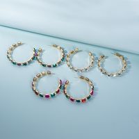 New European And American Luxury Diamond Glass Colorful Crystals Earring Eardrop Geometric Simple And Elegant Earrings Cross-border Hot Sale main image 1