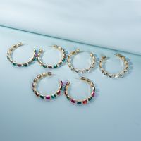 Nouvelle Européen Et Américain De Luxe Diamant Verre Coloré Cristaux Boucle D'oreille Goutte Géométrique Simple Et Élégant Boucles D'oreilles Croix-frontière Chaude Vente main image 1