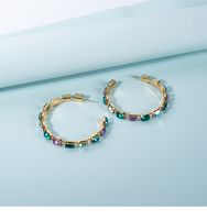 New European And American Luxury Diamond Glass Colorful Crystals Earring Eardrop Geometric Simple And Elegant Earrings Cross-border Hot Sale main image 4