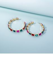 Nouvelle Européen Et Américain De Luxe Diamant Verre Coloré Cristaux Boucle D'oreille Goutte Géométrique Simple Et Élégant Boucles D'oreilles Croix-frontière Chaude Vente main image 5