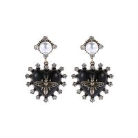 Boucles D&#39;oreilles Insectes Abeille Perle En Alliage Baroque En Forme De Cœur Clouté De Diamants main image 6