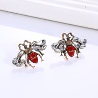 New Creative Insect Personality Alloy Painting Oil Diamond Bee Earrings Wholesale main image 5