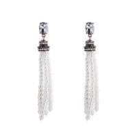 Boucles D'oreilles Longues Symétriques En Diamant Avec Glands De Perles Européennes Et Américaines main image 6