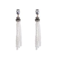 European And American Pearl Tassels Diamond Long Symmetrical Earrings main image 6
