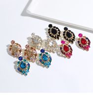 Fashion Cold Wind Leaf-shaped Multi-layer Alloy Diamond-studded Glass Diamond Earrings main image 1