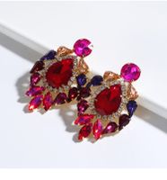 Fashion Cold Wind Leaf-shaped Multi-layer Alloy Diamond-studded Glass Diamond Earrings main image 4