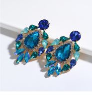 Fashion Cold Wind Leaf-shaped Multi-layer Alloy Diamond-studded Glass Diamond Earrings main image 5