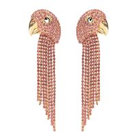 Creative Alloy Diamond Rhinestone Parrot Head Tassel Earrings main image 6