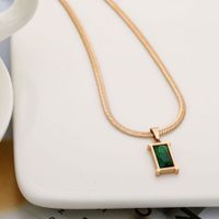 New Trendy Snake Bone Chain Emerald Pendant Retro Necklace Titanium Steel 18k Gold Plated Jewelry main image 1