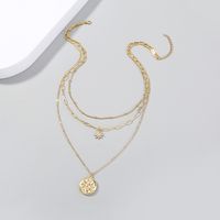 New Fashion Trend Sunflower Round Brand Pendant Multi-layer Necklace Star Necklace main image 4