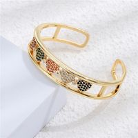 European And American Real Gold Electroplating Open Bracelet Color Zirconium Love Adjustable Bracelet main image 3