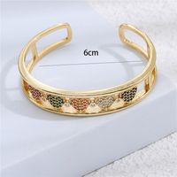 European And American Real Gold Electroplating Open Bracelet Color Zirconium Love Adjustable Bracelet main image 4