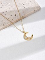 Fashion Copper Micro-inlaid Jewelry Gold Electroplating Hollow Moon Pendant Necklace main image 1