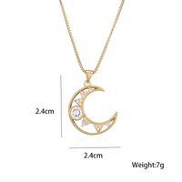 Fashion Copper Micro-inlaid Jewelry Gold Electroplating Hollow Moon Pendant Necklace main image 5
