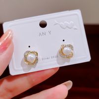 Simple Rose Gold Pearl Earrings Korean New Simple Retro Earrings Female Wholesale main image 1