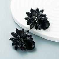 Fashion Color Diamond Series Alloy Glass Diamond Flower Earrings Wholesale main image 5