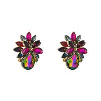 Fashion Color Diamond Series Alloy Glass Diamond Flower Earrings Wholesale main image 7
