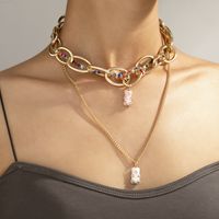 Neue Art Und Weise Einfache Bärenhalskette Persönlichkeit Reisperlennähte Quaste Mehrschichtige Halskette main image 1