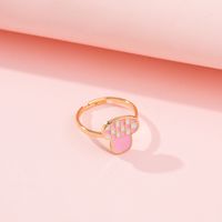New Cute Cartoon Heart-shaped Butterfly Ring Personality Simple Dripping Rainbow Open Ring main image 3
