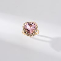 New Fashion Small Heart-shaped Ring Personality Alloy Diamond Color Peach Heart Ring main image 5