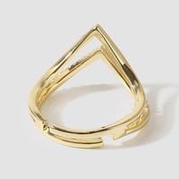 Korean Style Simple Personality Exquisite Copper Inlaid Zirconium Open Ring Ins Creative Real Gold Plating Color Retention Ring Ornament main image 5