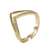 Korean Style Simple Personality Exquisite Copper Inlaid Zirconium Open Ring Ins Creative Real Gold Plating Color Retention Ring Ornament main image 6