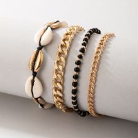 Ethnic Style Jewelry Shell Chain Four-layer Anklet Metal Beaded Multi-layer Anklet main image 2