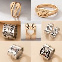 Personality Jewelry Cartoon Love Couple Ring Geometric Letter Ring Set main image 9