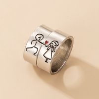 Personality Jewelry Cartoon Love Couple Ring Geometric Letter Ring Set main image 5